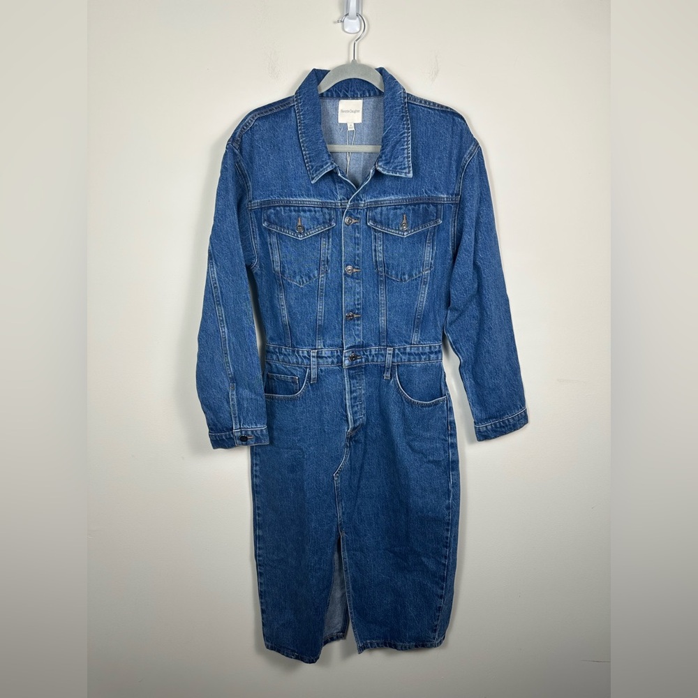 NWT Favorite Daughter The city dress blue midi denim dress size 29/8 Western - Picture 3 of 10